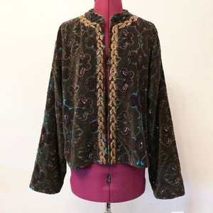 Chico's | Vintage Beaded Velvet Open Front Jacket